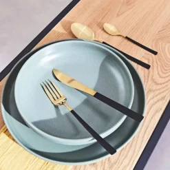 Fabrique de Styles Ménagères*Menagère 16 pieces doré et noir en acier inoxydable