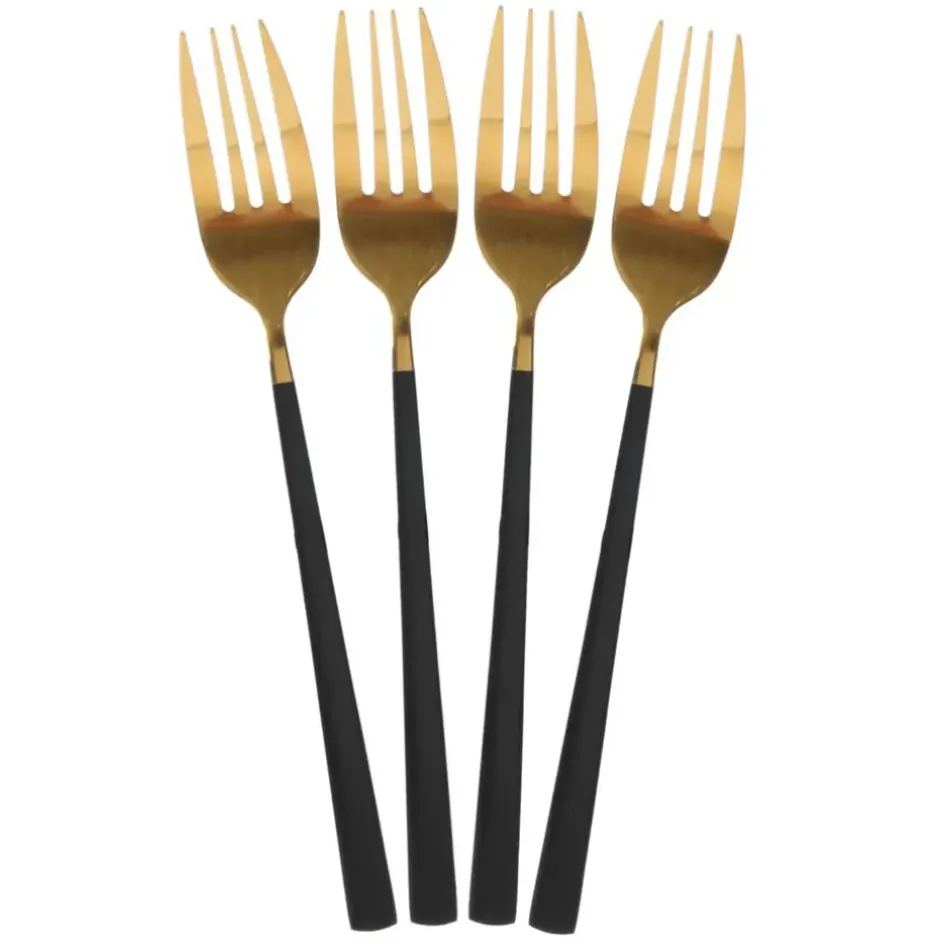 Fabrique de Styles Ménagères*Menagère 16 pieces doré et noir en acier inoxydable