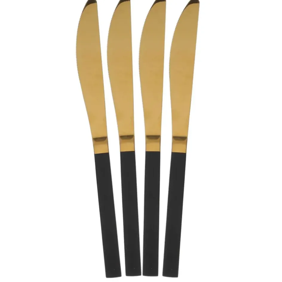 Fabrique de Styles Ménagères*Menagère 16 pieces doré et noir en acier inoxydable
