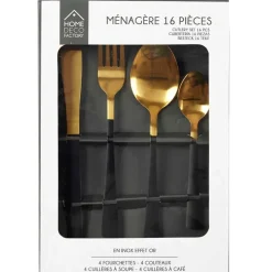 Fabrique de Styles Ménagères*Menagère 16 pieces doré et noir en acier inoxydable