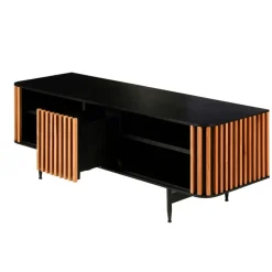 Fabrique de Styles Meubles Tv*Meuble TV en chêne et noir 4 niche L130cm - Linea