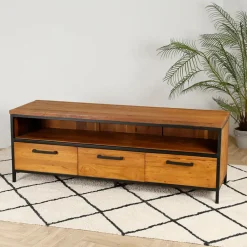 Fabrique de Styles Meubles Tv*Meuble TV en teck massif 3 tiroirs L150cm - Alix