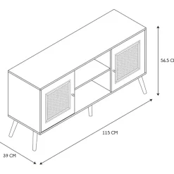Fabrique de Styles Meubles Tv*Meuble TV en bois et cannage L115cm - Baia