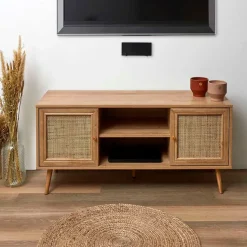 Fabrique de Styles Meubles Tv*Meuble TV en bois et cannage L115cm - Baia