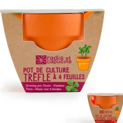 Fabrique de Styles Prêt À Pousser*Mini kit d6cm terre cuite trèfle 4 feuilles