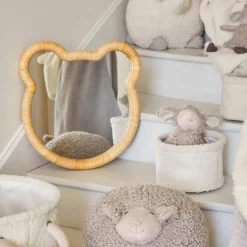 Enfant Fabrique de Styles Déco*Miroir ourson en rotin et contreplaqué 40x42cm - Songes