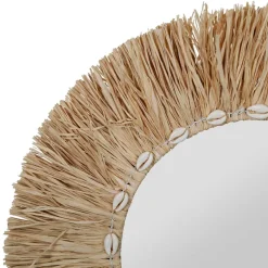 Fabrique de Styles Miroirs*Miroir rond en raphia d52cm - cauri
