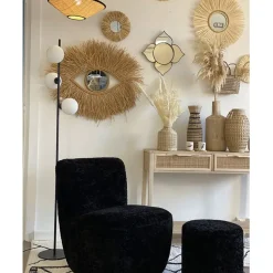 Fabrique de Styles Miroirs*Miroir rond en raphia d47cm - Efia