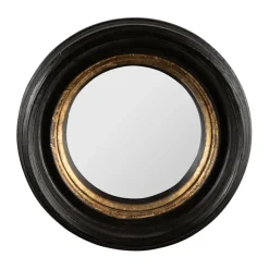Fabrique de Styles Miroirs*Miroir rond noir et dore d21cm en résine - Aureol
