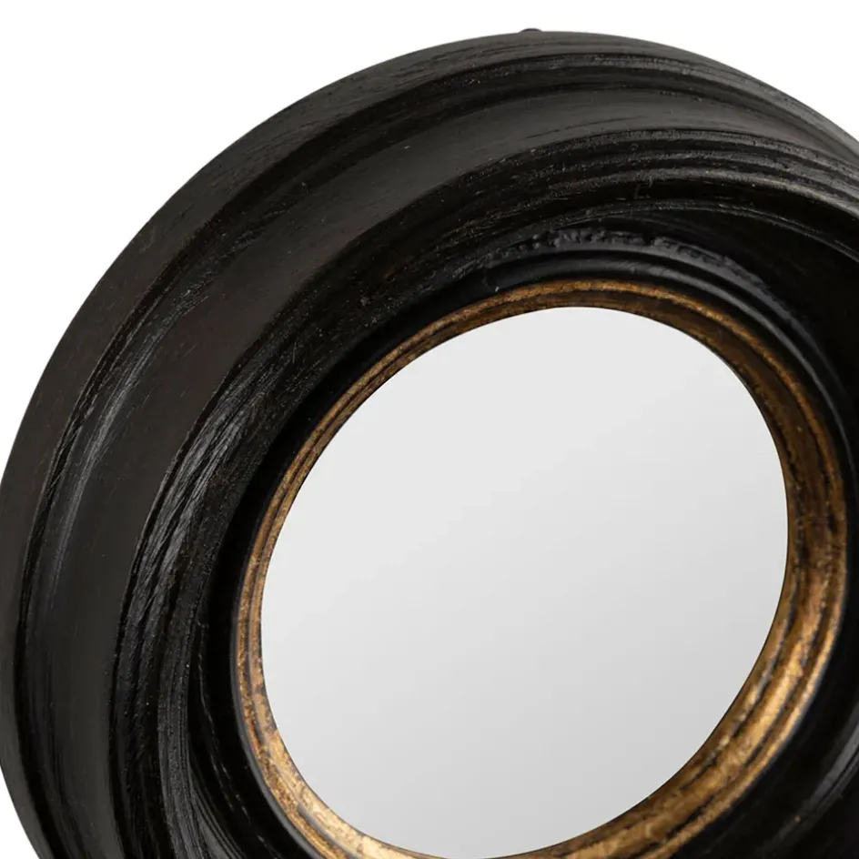 Fabrique de Styles Miroirs*Miroir rond oeil de sorciere noir et doré d16cm - Aureol
