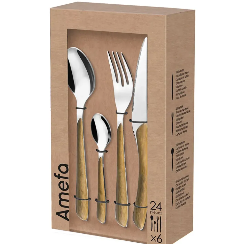 Fabrique de Styles Ménagères*Ménagère 24 pièces acier et effet bois - Eclat