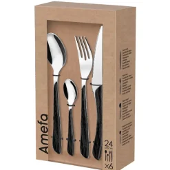 Fabrique de Styles Ménagères*Ménagère 24 pièces acier et noir - Eclat