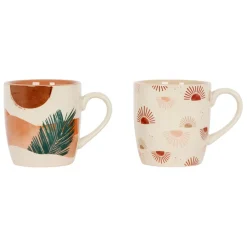 Fabrique de Styles Tasses Et Mugs*Mugs x2 et vert 30cl en porcelaine - sweet leaves