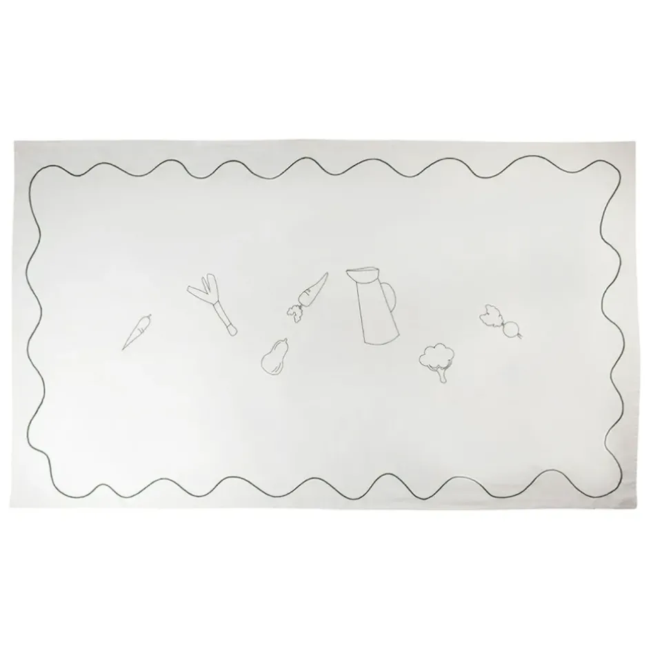 Fabrique de Styles Nappes*Nappe en coton écru 250x145cm - P'tit légumes