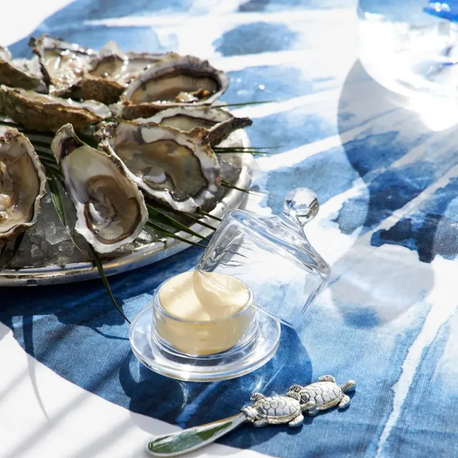 Fabrique de Styles Nappes*Nappe en coton enduit blanc et bleu 160x160cm - Bord De Mer