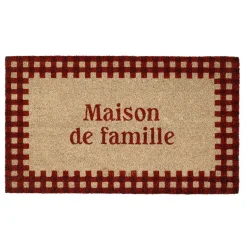 Fabrique de Styles Paillassons*Paillasson damier naturel et rouge 73x43cm en coco - la campagne
