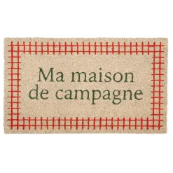 Fabrique de Styles Paillassons*Paillasson maison de campagne en coco gris et rouge 73x43cm - Campagne