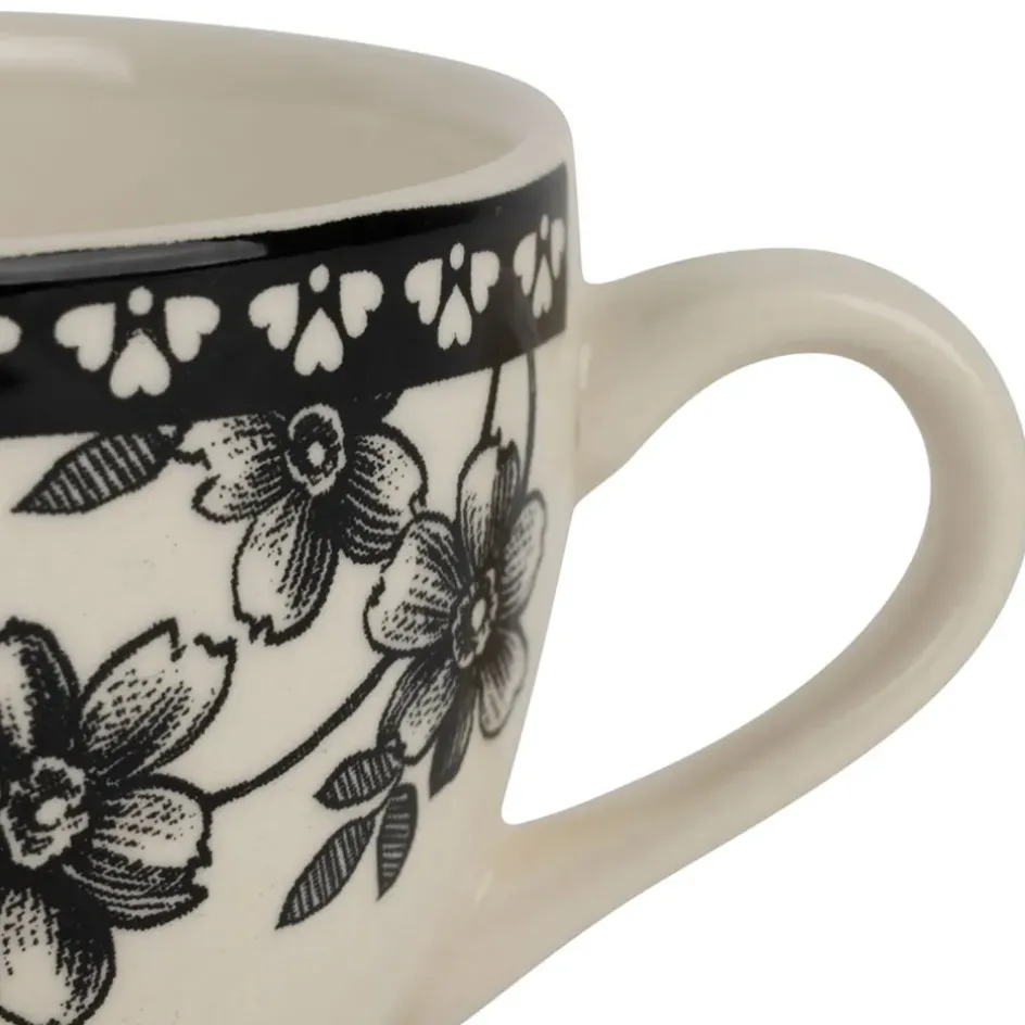Fabrique de Styles Tasses Et Mugs*Paire tasse et coupelle café en faïence noir 22cl - Lison