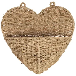Fabrique de Styles Paniers Et Corbeilles*Panier mural cœur en jonc de mer 33x32cm - Chaumière