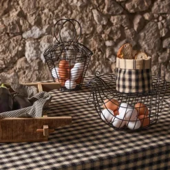 Fabrique de Styles Paniers Et Corbeilles*Panière à pain en coton à carreaux - Campagne