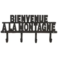 Fabrique de Styles Patères*Patère 4 crochets Bienvenue à la montagne en fonte - Minrai