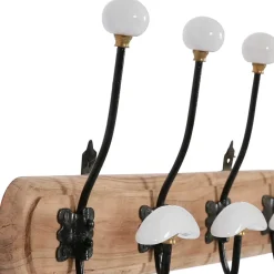 Fabrique de Styles Patères*Patère 4 crochets en acacia et fer naturel et blanc - Campagne