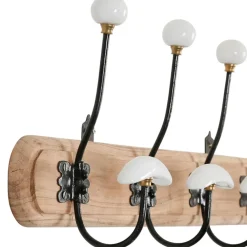 Fabrique de Styles Patères*Patère 4 crochets en acacia et fer naturel et blanc - Campagne