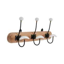 Fabrique de Styles Patères*Patère 3 crochets en acacia et fer naturel et blanc - Campagne