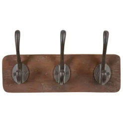 Fabrique de Styles Patères*Patère 3 crochets en shorea et ferrier - Campagne