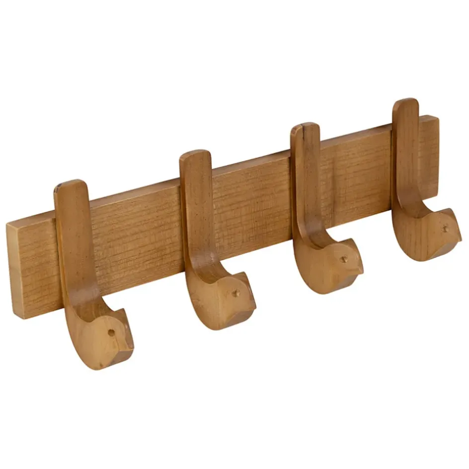 Fabrique de Styles Patères*Patère 4 crochets oiseau en acajour blanc 40x13cm - Campagne