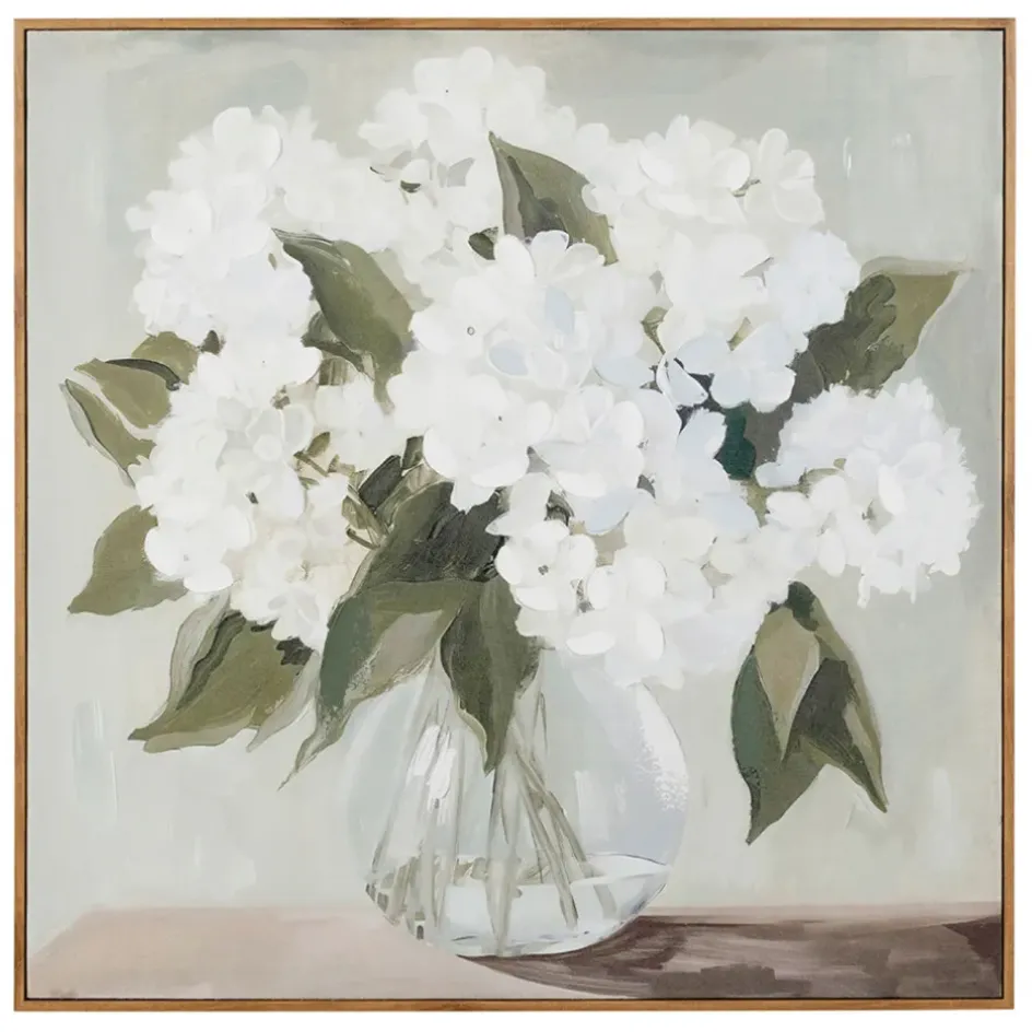 Fabrique de Styles Tableaux Et Toiles*Peinture encadrée hortensias blancs 80x80cm