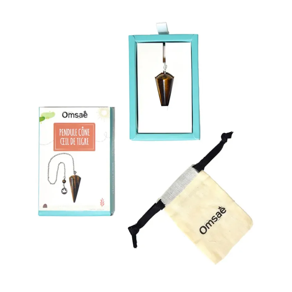 Fabrique de Styles Méditation Et Yoga*Pendule cône lisse en œil de tigre