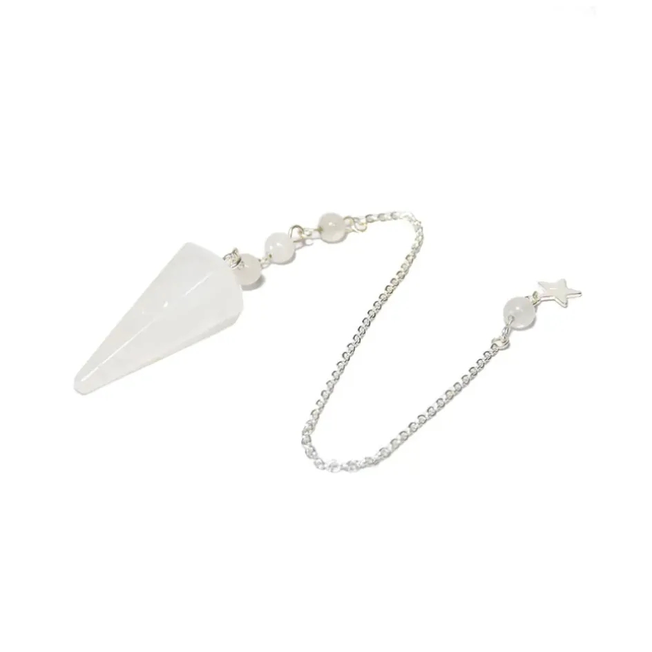 Fabrique de Styles Méditation Et Yoga*Pendule hexagonal en cristal de roche et charm étoile