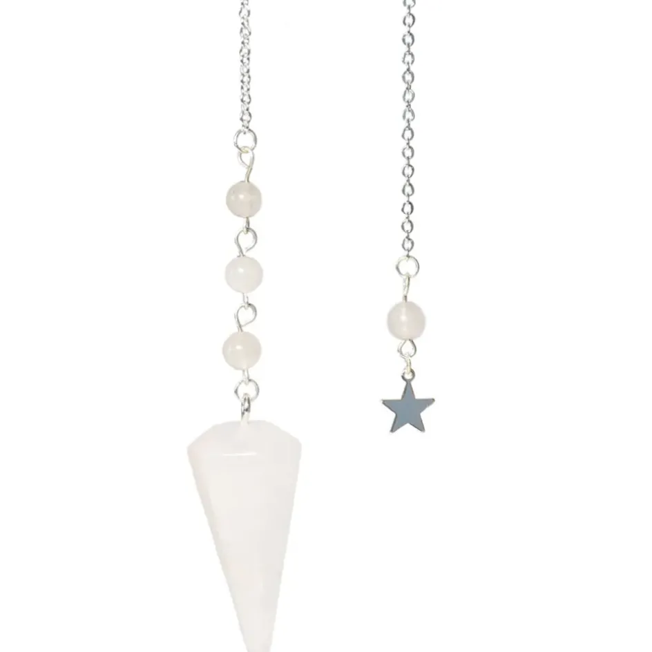 Fabrique de Styles Méditation Et Yoga*Pendule hexagonal en cristal de roche et charm étoile