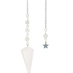 Fabrique de Styles Méditation Et Yoga*Pendule hexagonal en cristal de roche et charm étoile