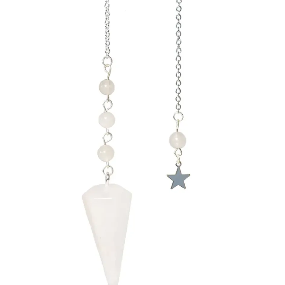 Fabrique de Styles Méditation Et Yoga*Pendule hexagonal en cristal de roche et charm étoile