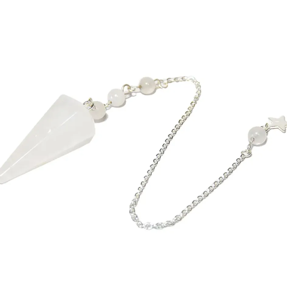 Fabrique de Styles Méditation Et Yoga*Pendule hexagonal en cristal de roche et charm étoile