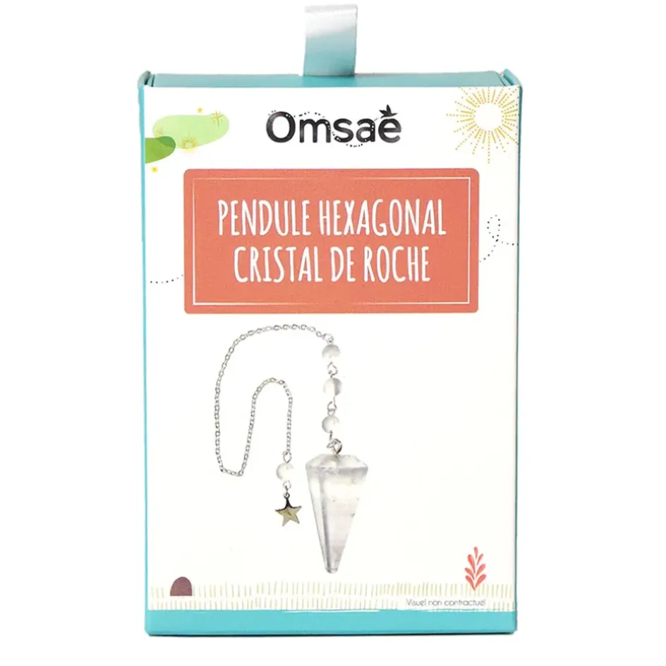 Fabrique de Styles Méditation Et Yoga*Pendule hexagonal en cristal de roche et charm étoile