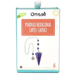 Fabrique de Styles Méditation Et Yoga*Pendule hexagonal en lapis-lazuli et charm fleur de vie