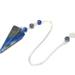 Fabrique de Styles Méditation Et Yoga*Pendule hexagonal en lapis-lazuli et charm fleur de vie