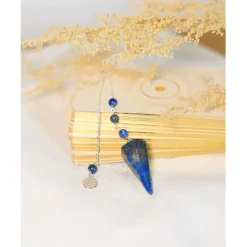 Fabrique de Styles Méditation Et Yoga*Pendule hexagonal en lapis-lazuli et charm fleur de vie