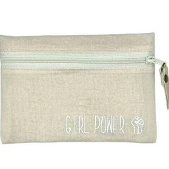 Fabrique de Styles Pochettes Et Housses*Petite pochette girl power scintillant écru