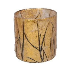 Fabrique de Styles Photophores, Bougeoirs Et Lanternes*Photophore en verre doré et noir d7cm - Brindille