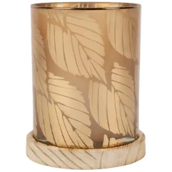 Fabrique de Styles Photophores, Bougeoirs Et Lanternes*Photophore en verre et bois d10cm - Noisetier