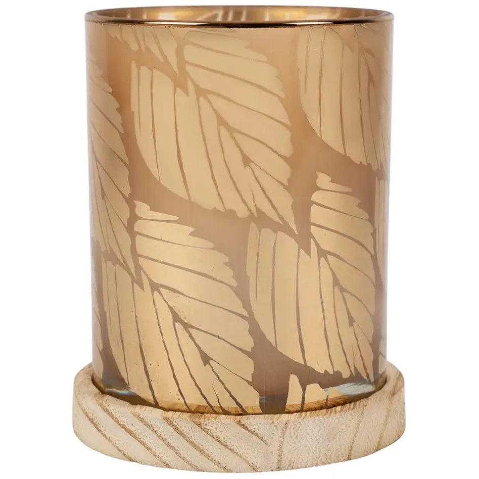 Fabrique de Styles Photophores, Bougeoirs Et Lanternes*Photophore en verre et bois d10cm - Noisetier