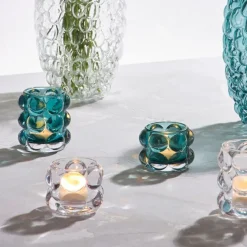 Fabrique de Styles Photophores, Bougeoirs Et Lanternes*Photophore en verre émeraude h6.5cm - Tanri