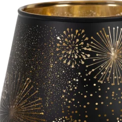 Fabrique de Styles Photophores, Bougeoirs Et Lanternes*Photophore en verre noir mat et doré h9.5cm - Tropic Etoile