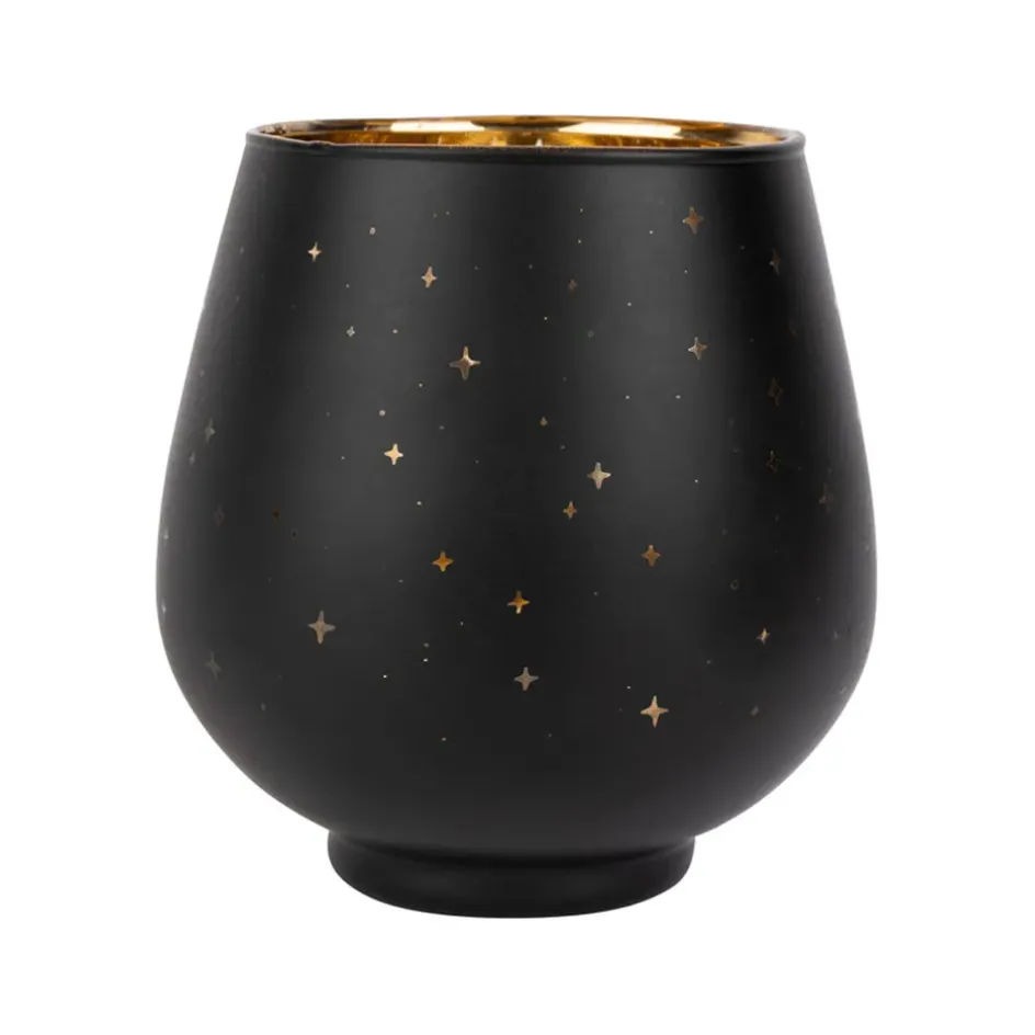 Fabrique de Styles Photophores, Bougeoirs Et Lanternes*Photophore étoiles en verre noir mat et doré 9cm - Tropic Étoile
