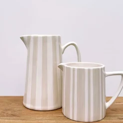 Fabrique de Styles Carafes Et Pichets*Pichet en céramique rayé blanc et 1L