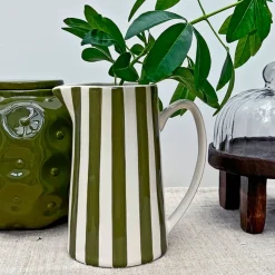 Fabrique de Styles Carafes Et Pichets*Pichet en céramique rayé blanc et 1L